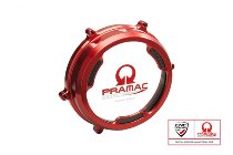 CNC Racing Clear oil bath clutch cover, PRAMAC, CARBON, red