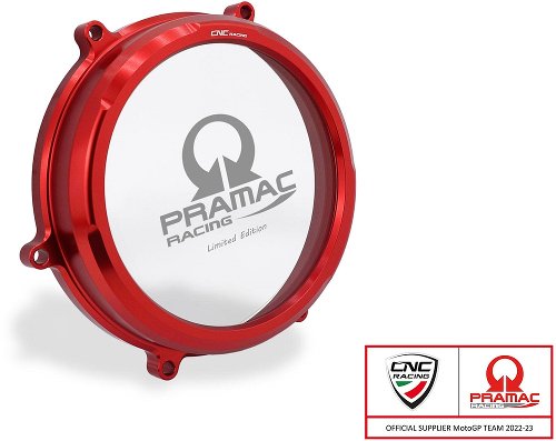 CNC Racing Clear oil bath clutch cover, PRAMAC, red - Ducati