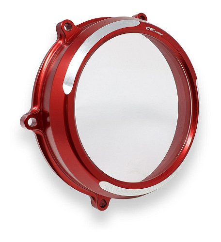 CNC Racing Clear oil bath clutch cover, BICOLOR, red-silver