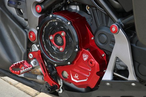 CNC Racing Clear cover oil bath clutch, PRAMAC, black-red -