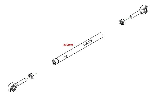 CNC Racing Rod gear shift link, 130mm, black - Universal