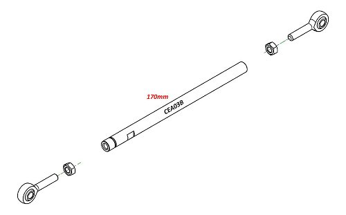 CNC Racing Rod gear shift link, 170mm, black - Universal