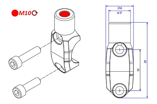 CNC Racing Brembo Master cylinder clamp with Mirror Mount