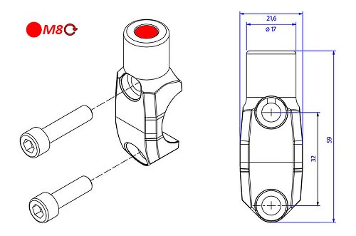 CNC Racing Brembo Clutch cylinder clamp with Mirror Mount