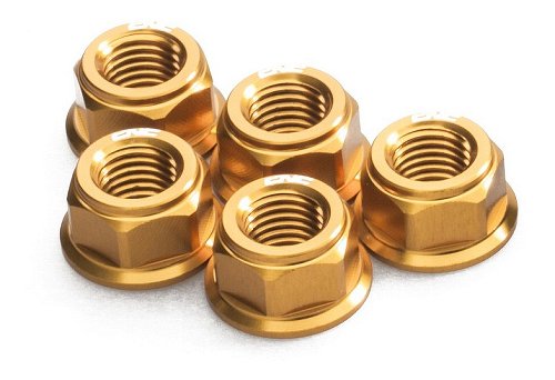 CNC Racing Rear sprocket nuts, M8x1.25, 5 pcs., gold -