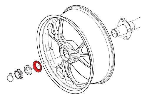 CNC Racing Conical spacer rear wheel nut, red - Ducati