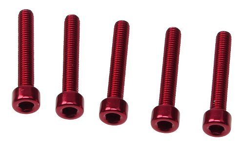 CNC Racing Ducati Fuel tank cap screws kit Alu (5 pcs) - red