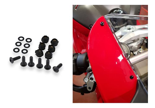 CNC Racing Screen bolt kit, 6 pcs., black - Ducati SBK