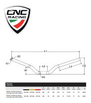 CNC Racing Lenker Ø1-1/8 Zoll konisch Länge 840mm, Kröpfung