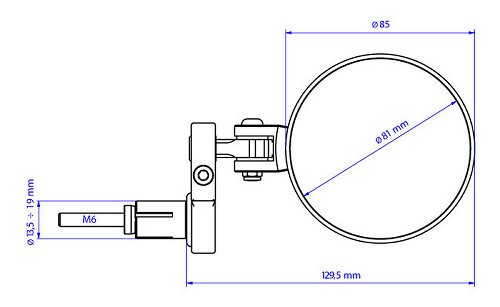 CNC Racing Specchio bar-end, Rocket, Ø81mm, sinistro,