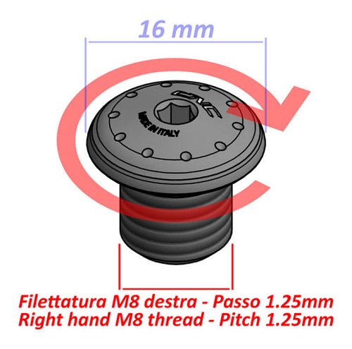 CNC Racing Tappo foro specchio, Filettatura DX, M8x1,25,