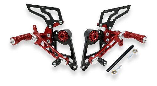 CNC Racing Adjustable rear sets, red - Ducati Monster