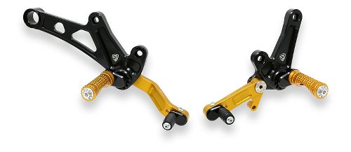 CNC Racing Adjustable rear sets, black-gold - Ducati Diavel