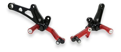 CNC Racing Adjustable rear sets, black-red - Ducati Diavel