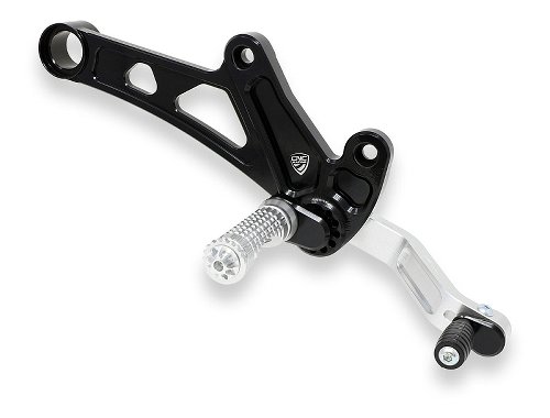 CNC Racing Adjustable rear sets, black-silver - Ducati