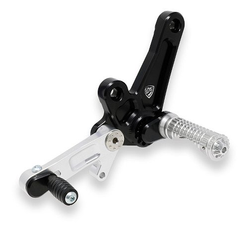 CNC Racing Adjustable rear sets, black-silver - Ducati