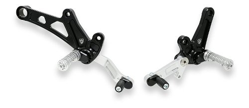 CNC Racing Adjustable rear sets, black-silver - Ducati