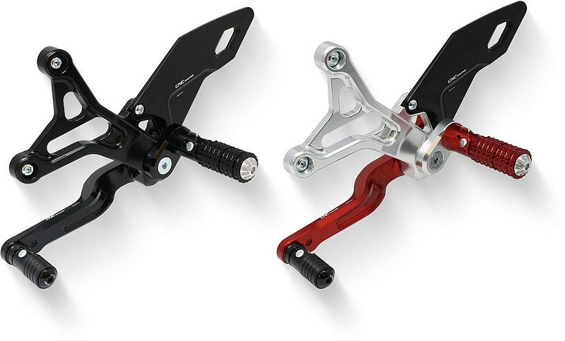 Red Rearsets Motorcycle CNC Racing Adjustable rider rearsets, silver-red - MV Agusta Brutale 3C 800