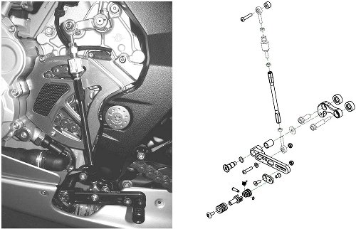 CNC Racing Adjustable rear sets, Reverse shifting, black -