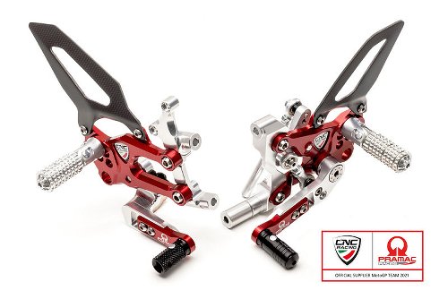 CNC Racing Adjustable Rear sets, RPS, PRAMAC, red - Ducati