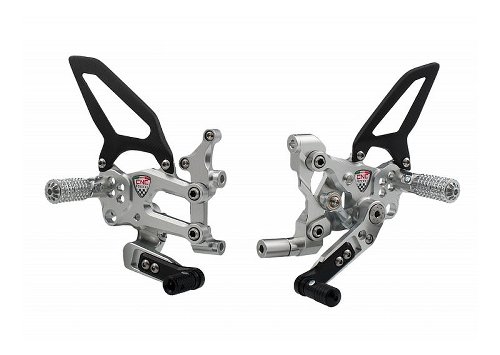 CNC Racing Adjustable Rear sets, RPS, silver - Ducati