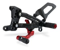 CNC Racing verstellbare Fußrastenanlage, Carbon, schwarz/rot