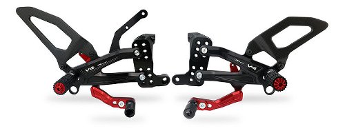 CNC Racing verstellbare Fußrastenanlage, Carbon, schwarz/rot