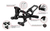 CNC Racing verstellbare Fußrastenanlage, Carbon, schwarz/rot