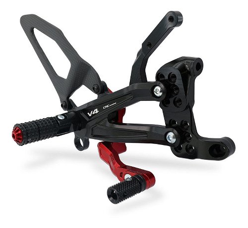 CNC Racing verstellbare Fußrastenanlage, Carbon, schwarz/rot