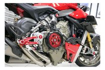 CNC Racing Adjustable rearsets, Carbon, PRAMAC, silver/red - Ducati  Streetfighter V4/S/SP2