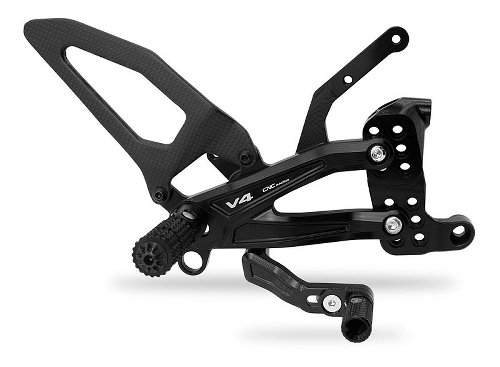 CNC Racing verstellbare Fußrastenanlage, Carbon, silber -