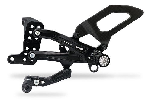 CNC Racing verstellbare Fußrastenanlage, Carbon, silber -