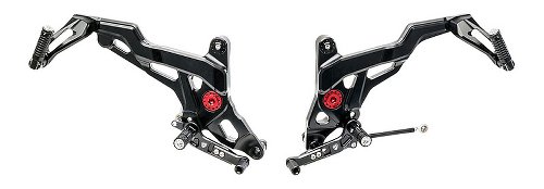 CNC Racing Adjustable rear sets TOURING, folding, black -