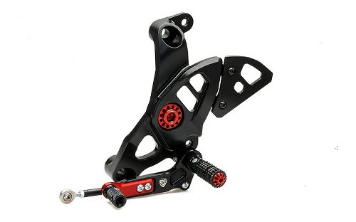 CNC Racing Adjustable rear sets, folding, black - Ducati