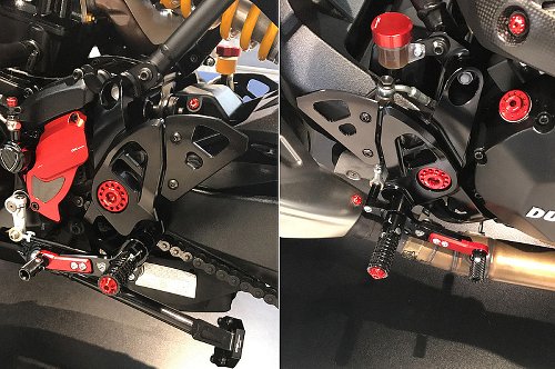 CNC Racing Adjustable rear sets, folding, black - Ducati