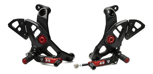 CNC Racing Adjustable rear sets, folding, black - Ducati