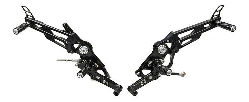 CNC Racing Adjustable rear sets, folding, black - Ducati