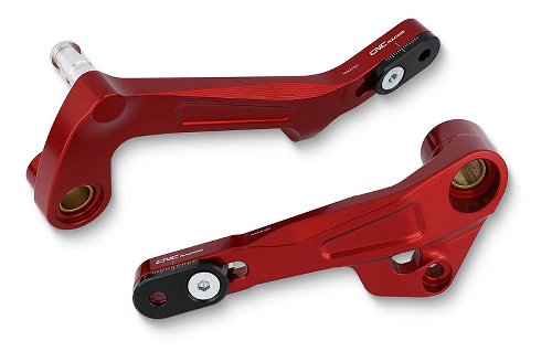 CNC Racing Gear/Rear brake levers kit, SLIDE, red - Ducati