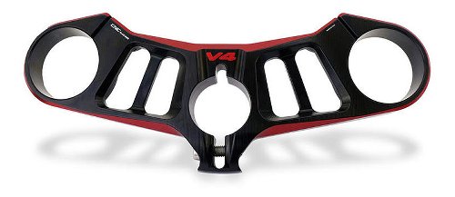 CNC Racing Triple clamps Top yoke, Ø53mm, black/red - Ducati