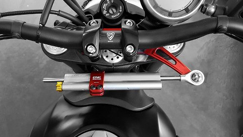 CNC Racing Steering damper kit, silver - Ducati Scrambler