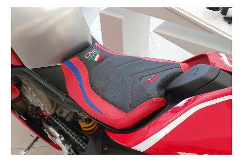 CNC Racing Seat cover, black-red, PRAMAC- Ducati Panigale V4