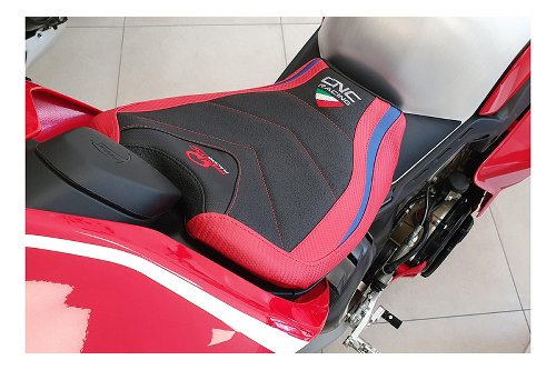 CNC Racing Seat cover, black-red, PRAMAC- Ducati Panigale V4