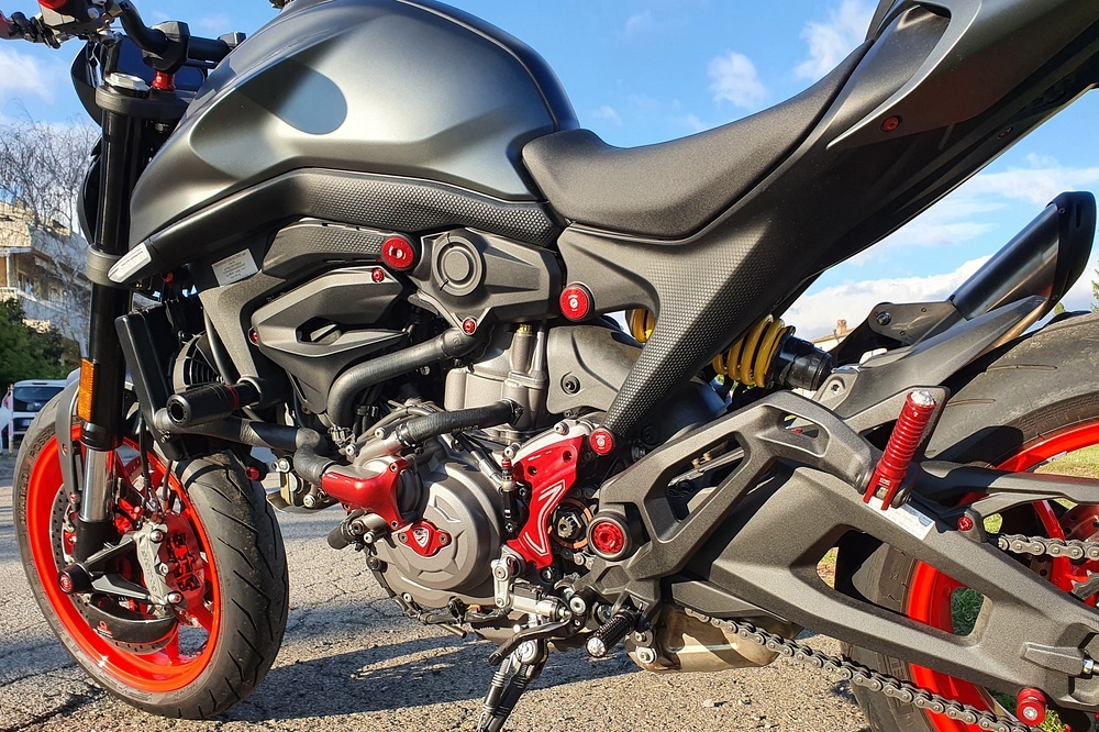 CNC Racing Frame crash protections, red - Ducati Monster 937 Spare