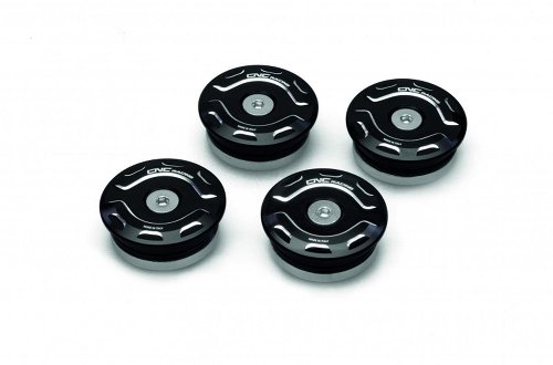 CNC Racing Frame slider caps kit, Bicolor, black-silver -