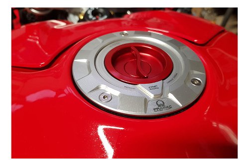 CNC Racing Tankdeckel, PRAMAC, schwarz-rot - Ducati, MV