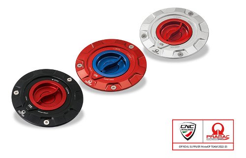 CNC Racing Tankdeckel, PRAMAC, schwarz-rot - Ducati, MV
