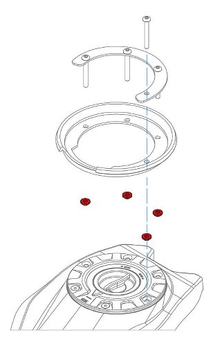 CNC Racing Tank Lock flange spacers, Fuel tank cap, black -