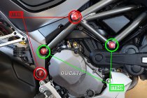 Bouchon de cadre racing CNC, gros trous, rouge - Ducati