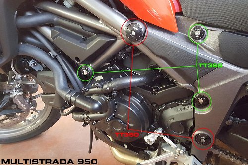 Bouchon de cadre racing CNC, gros trous, rouge - Ducati