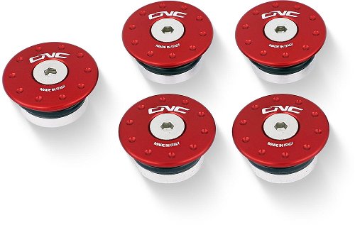 CNC Racing Frame caps kit, smaller holes, red - Ducati